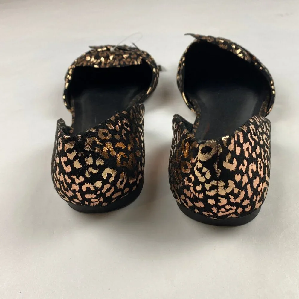 NWT Torrid Flats Black Metallic Gold Bow Leopard Print Shoes Women's Size 8WW - Picture 6 of 11